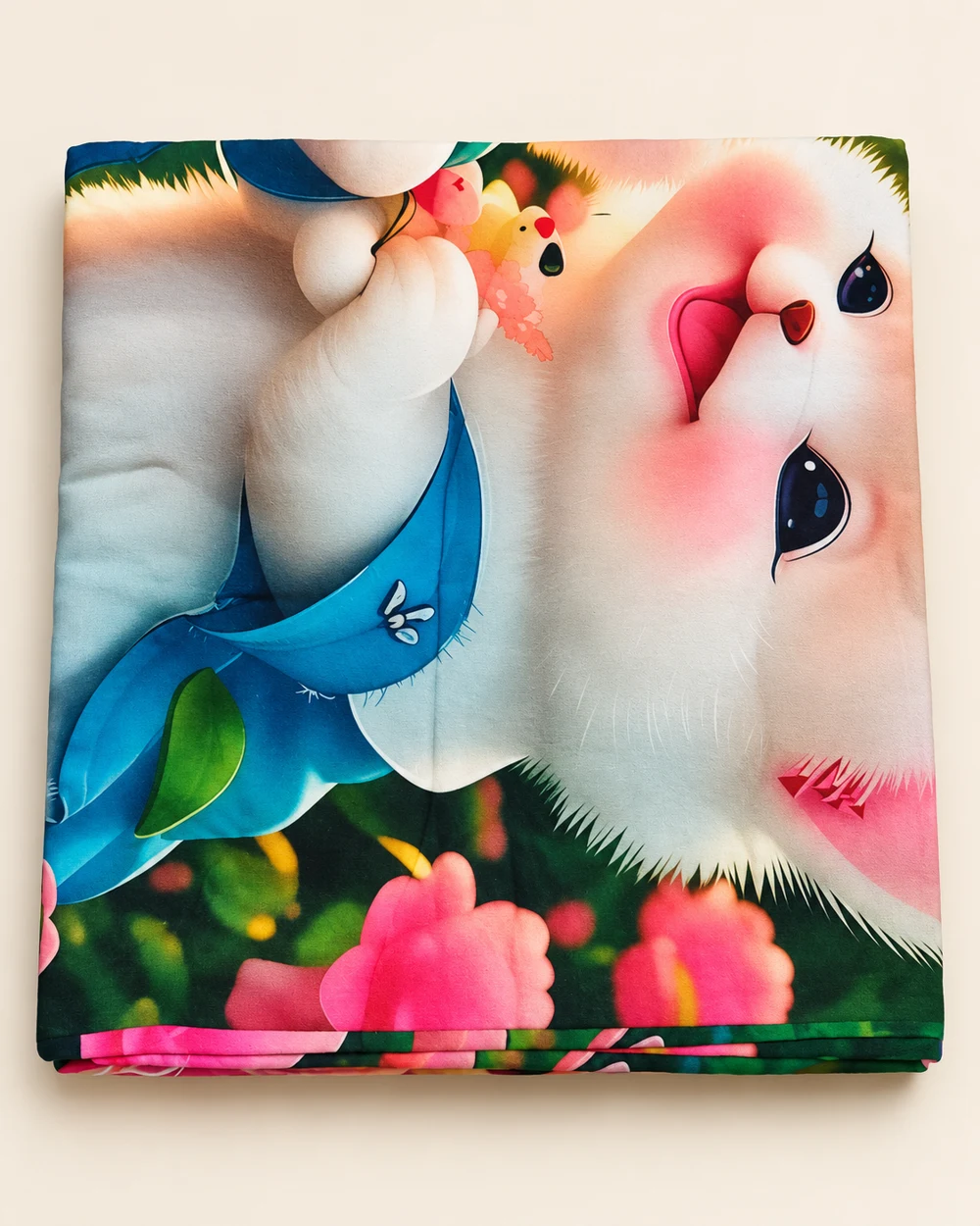 Playful Print printed bedsheet, folded to show its design